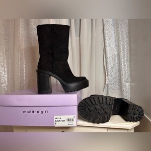 Black Suede Madden Girl Boots